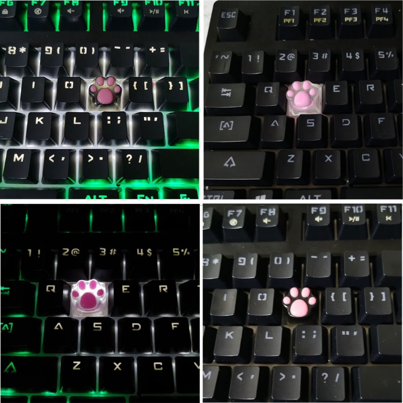 Nút Bàn Phím Oem Bằng Nhựa Trong Suốt Màu Rgb Hình Chân Mèo Hello Kitty