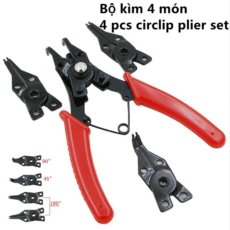 Bộ kìm 4 món -4 pcs circlip plier set