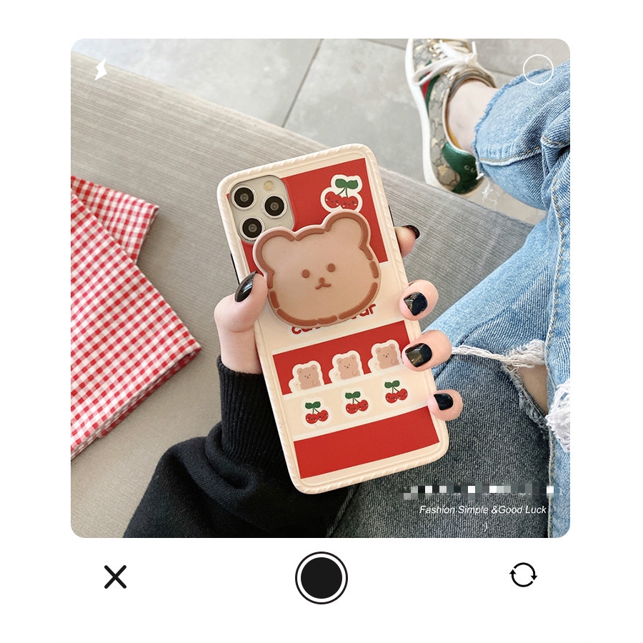 Ốp Điện Thoại In Hình Gấu Và Quả Cherry Xinh Xắn Cho Iphone 7 / 8plus | BigBuy360 - bigbuy360.vn