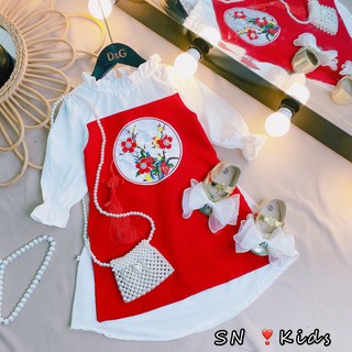 Áo dài thêu hoa mai cho bé