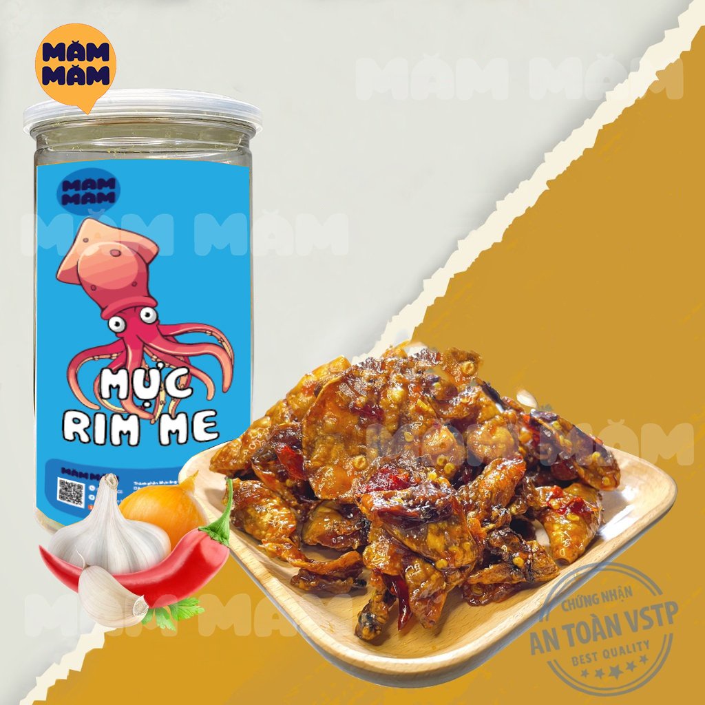 Mực Rim Me 250g MămMăm Chua Ngọt, đồ ăn vặt Hà Nội, vừa ngon vừa rẻ, Đặc Sản Phan Thiết