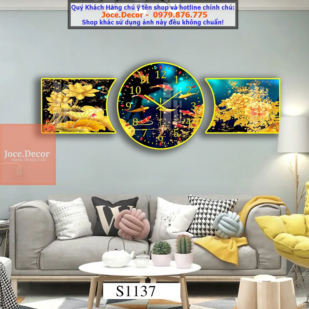 Tranh Đồng Hồ Treo Tường Trang Trí, Tranh Đồng Hồ Tráng Gương in UV 5D Bóng Đẹp Sang Trọng 3T