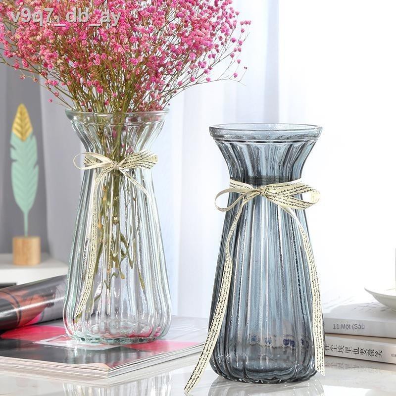 Bình thủy tinh trong suốt sáng tạo Châu Âu canh màu xanh lá cây thì là hoa lily phong phú tre khô đồ trang trí