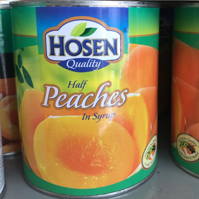 Đào tươi bổ đôi ngâm siro hiệu Hosen – hộp 825g