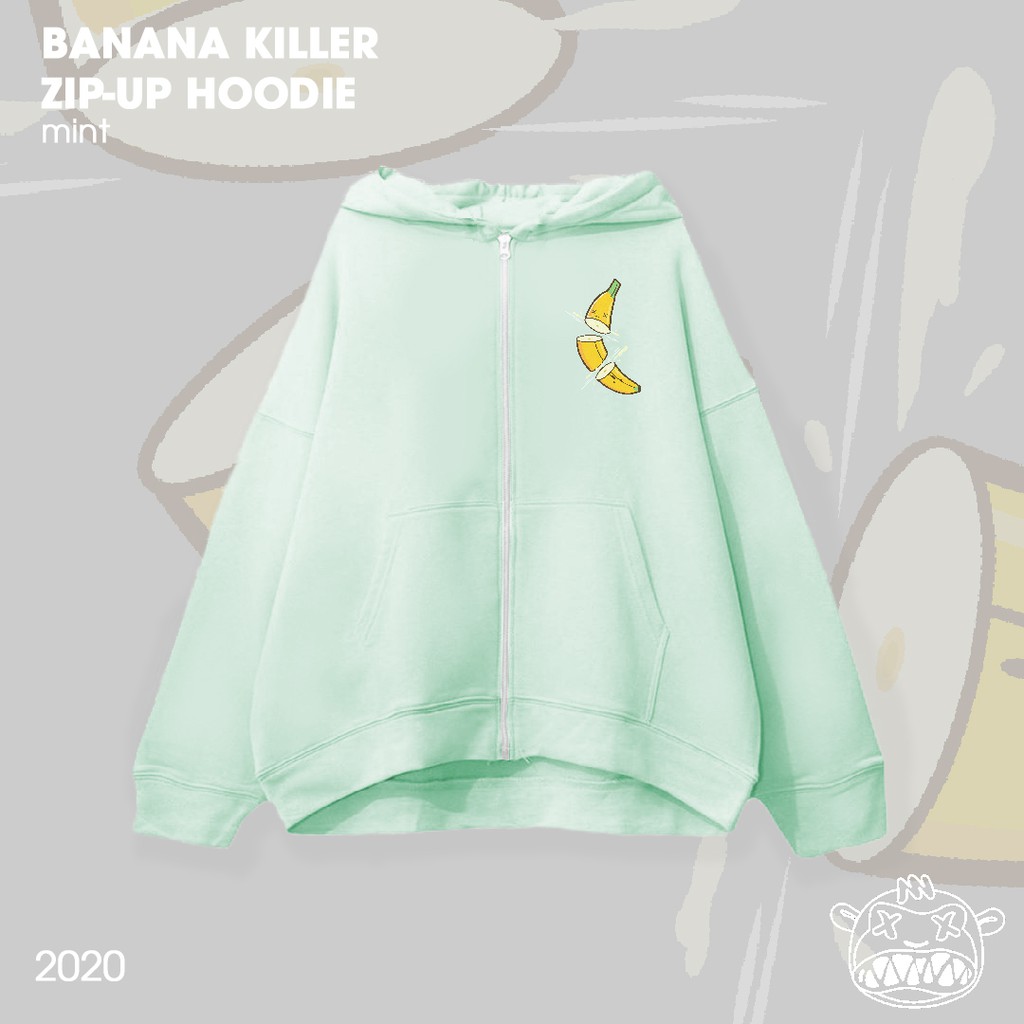 [CHÍNH HÃNG - TẶNG TÚI TOTE] Áo Khoác Trái Chuối Hoodie Zip-Up Black Monkey - Banana Killer Màu Xanh Mint