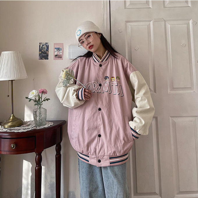 Áo Khoác Bóng Chày Form Rộng Phong Cách Hàn Quốc Dành Cho Nữ