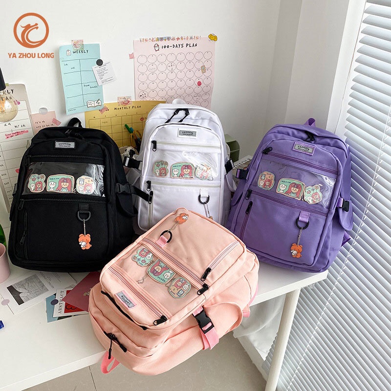 YA ZHOU LONG  Ba Lô Đi Học Mềm Mại Họa Tiết Hoạt Hình Sáng Tạo Kiểu Hàn Quốc Cho Nữ ins