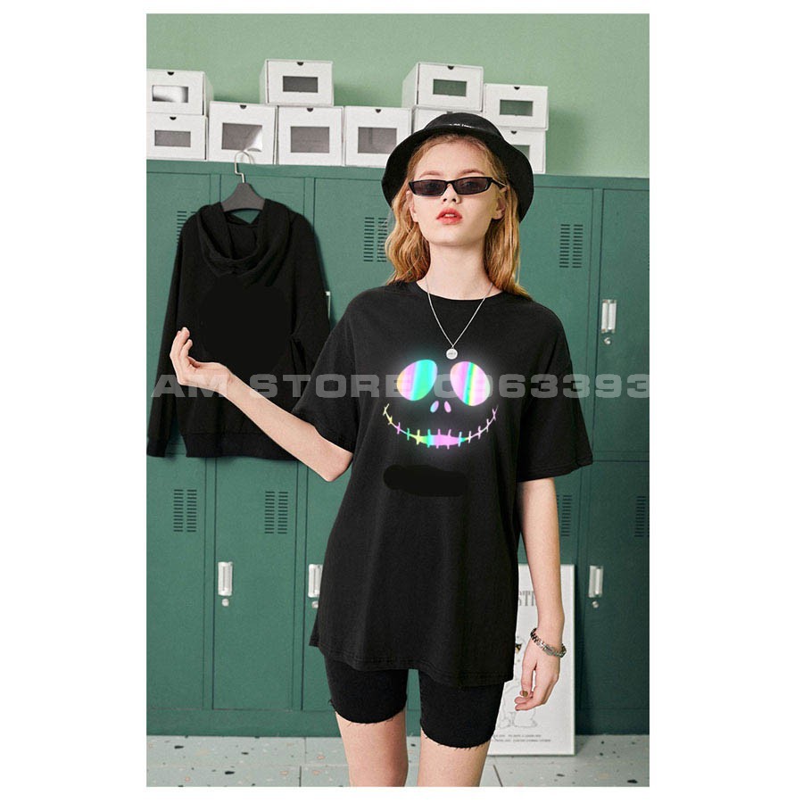 Áo thun Phản Quang 7 Màu Tay Lỡ Nam Nữ Mặt cười