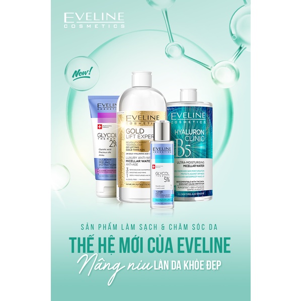 Nước Tẩy Trang Eveline Hyaluron Clinic B5 Và Tinh Chất Rau Má Làm Dịu, Dưỡng Ẩm Và Phục Hồi Da 500ML