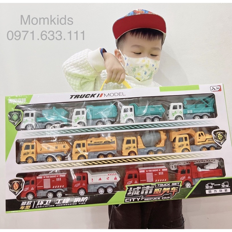 Bộ xe công trình chạy đà size đại cho bé
