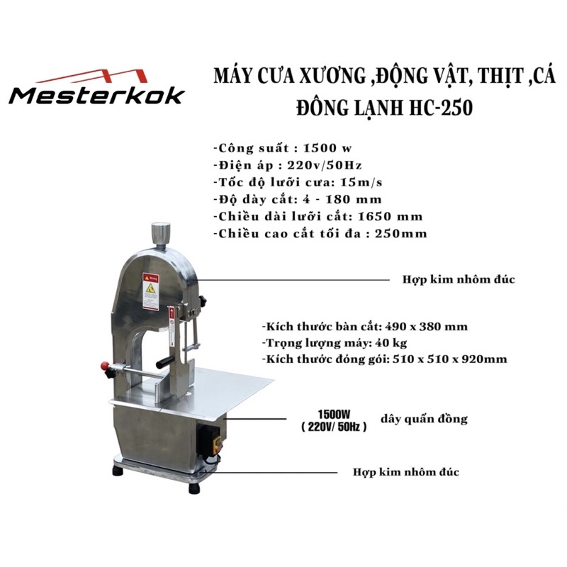 Máy cưa xương động vật , thịt cá đông lạnh Mesterkok HC-250