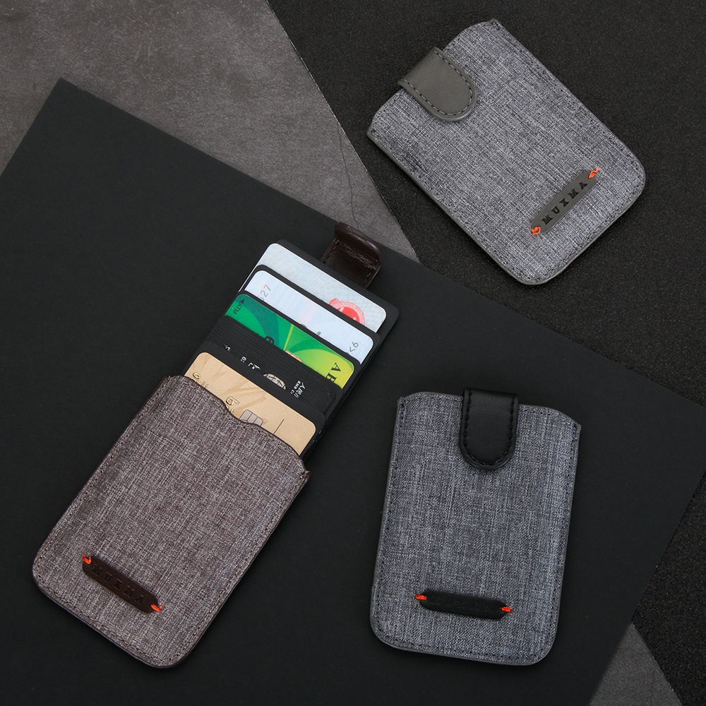 Ví đựng thẻ 5 ngăn bằng da pu canvas dán điện thoại tiện lợi