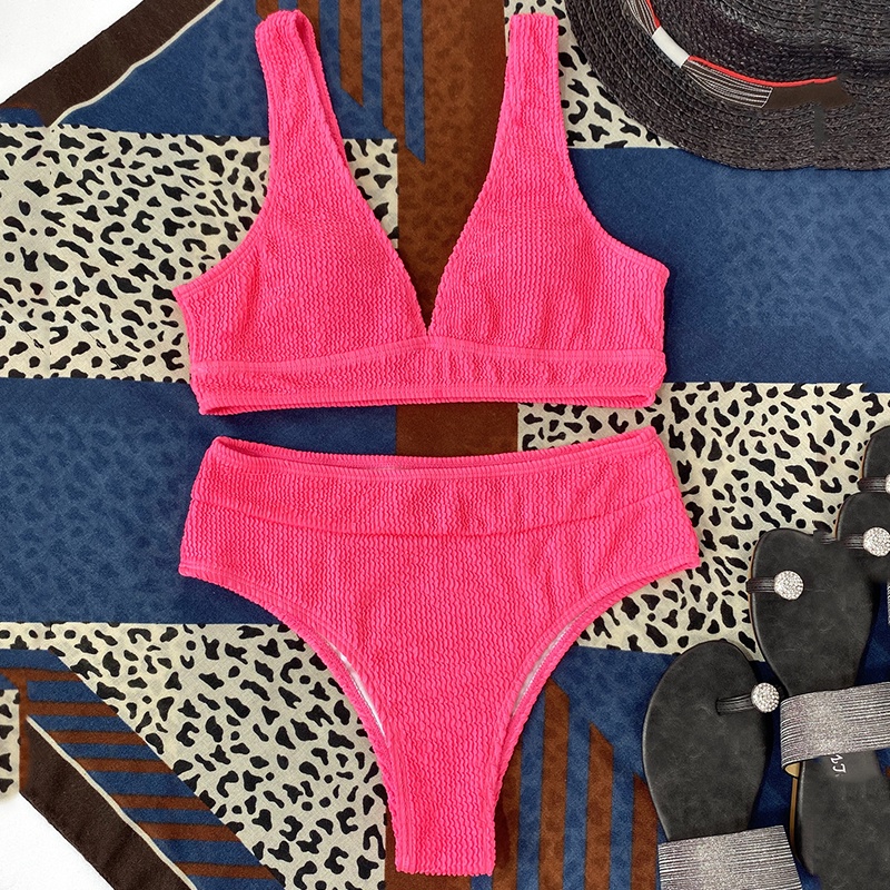 Bộ Đồ Bơi Bikini Co Giãn Màu Sắc Đỏ Trơn Quyến Rũ Cho Nữ