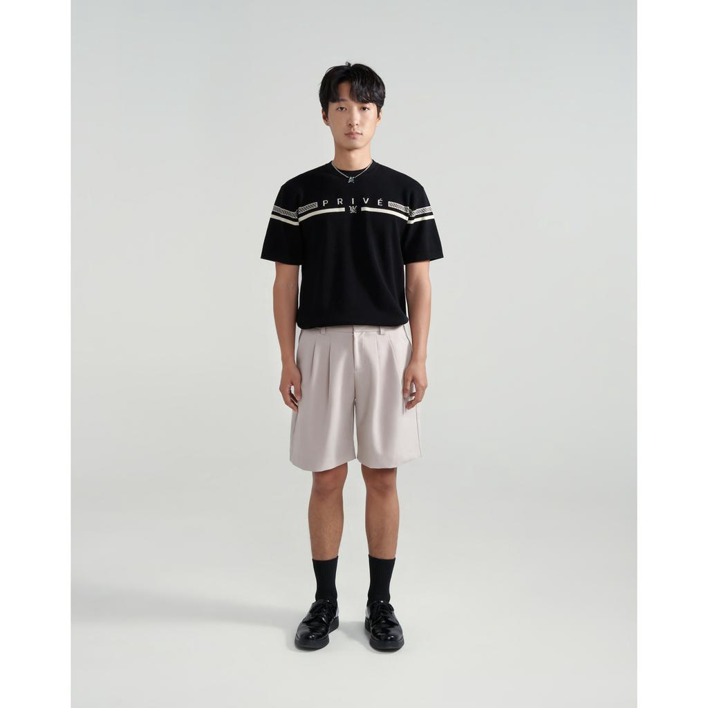 DVRK - Áo Thun Tay Ngắn Cổ Tròn Dệt Kim Màu Đen PRIVÉ BAR LOGO-DVRK-23SS