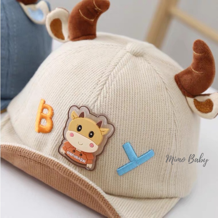 Mũ nón lưỡi trai mềm gắn sừng trâu đáng yêu cho bé MH128 Mimo Baby