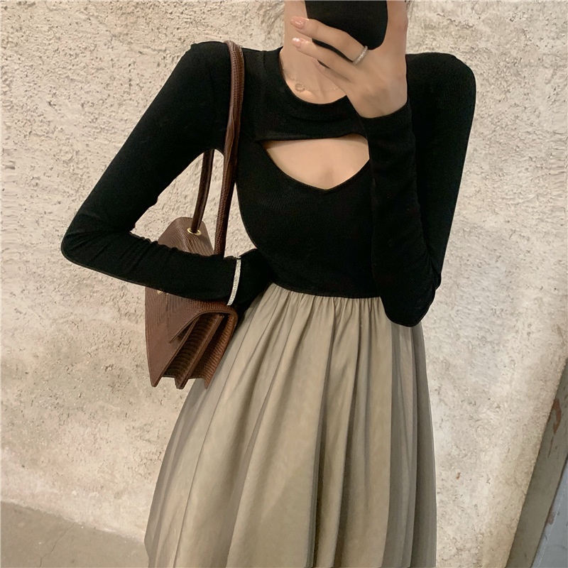 [GIÁ SỐC] 💜 Váy nữ đen dài tay thu đông kết hợp chân váy tutu siêu siêu yêu 🎀 | BigBuy360 - bigbuy360.vn