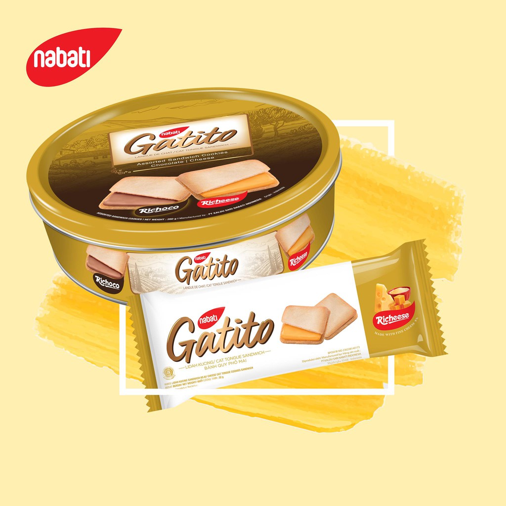 Hộp Thiếc Nabati Gatito Phô mai, Socola 260gr