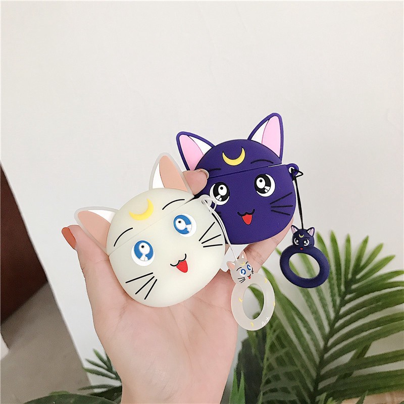 Cute Cartoon Japanese Anime Sailor Moon AirPods1 2 Cover Luna Cat Crystal Star AirPods Silicone Case