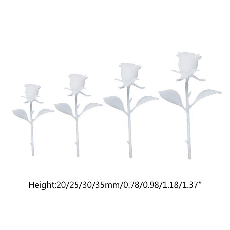 Set 1 Hoặc 4 Mô Hình Hoa Hồng 3D Bằng Epoxy Nhân Tạo Với Thân Dài DIY