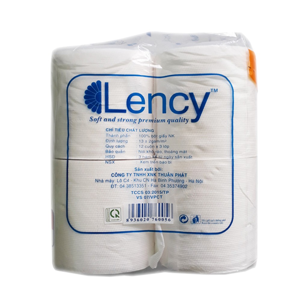 Giấy Vệ Sinh Lency 12 Cuộn 3 Lớp