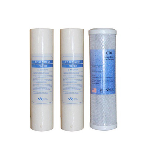 [Mã ELFLASH5 giảm 20K đơn 50K] Bộ 3 lõi lọc nước: 2 lõi pp 10inch + 1 lõi cto 10inch