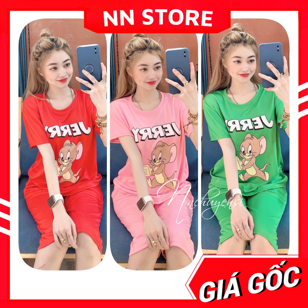 Đồ bộ nữ mặc nhà chất thun mềm mịn in hình bò sữa in hoạt hình dễ thương 🛑 Đồ bộ loang màu BTT thun đùi tổng hợp