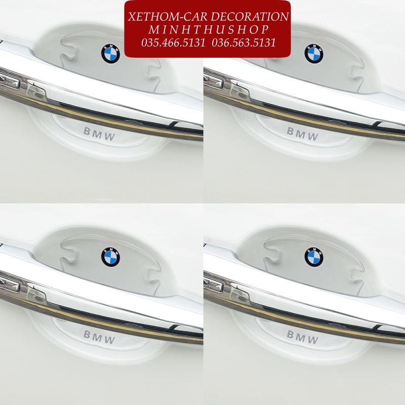 (BMW) Bộ 10 Miếng Dán Silicon Chống Xước Hõm Cửa, Tay Nắm Cửa và Gương Có Logo Hãng Xe BMW