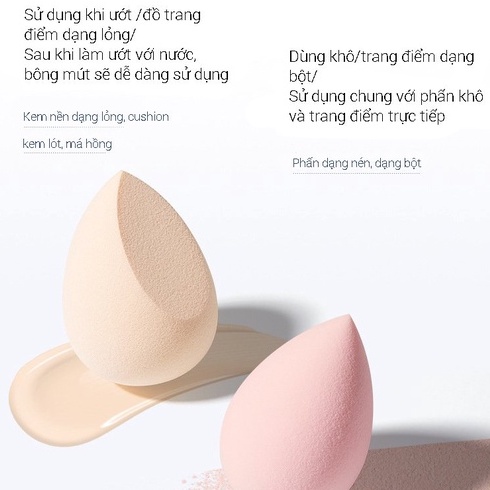 Combo 3 Mút Trang Điểm L'eau Claire Tròn Bông Tán Kem Nền Mềm Mại Đều Màu Bám Da Dễ Sử Dụng