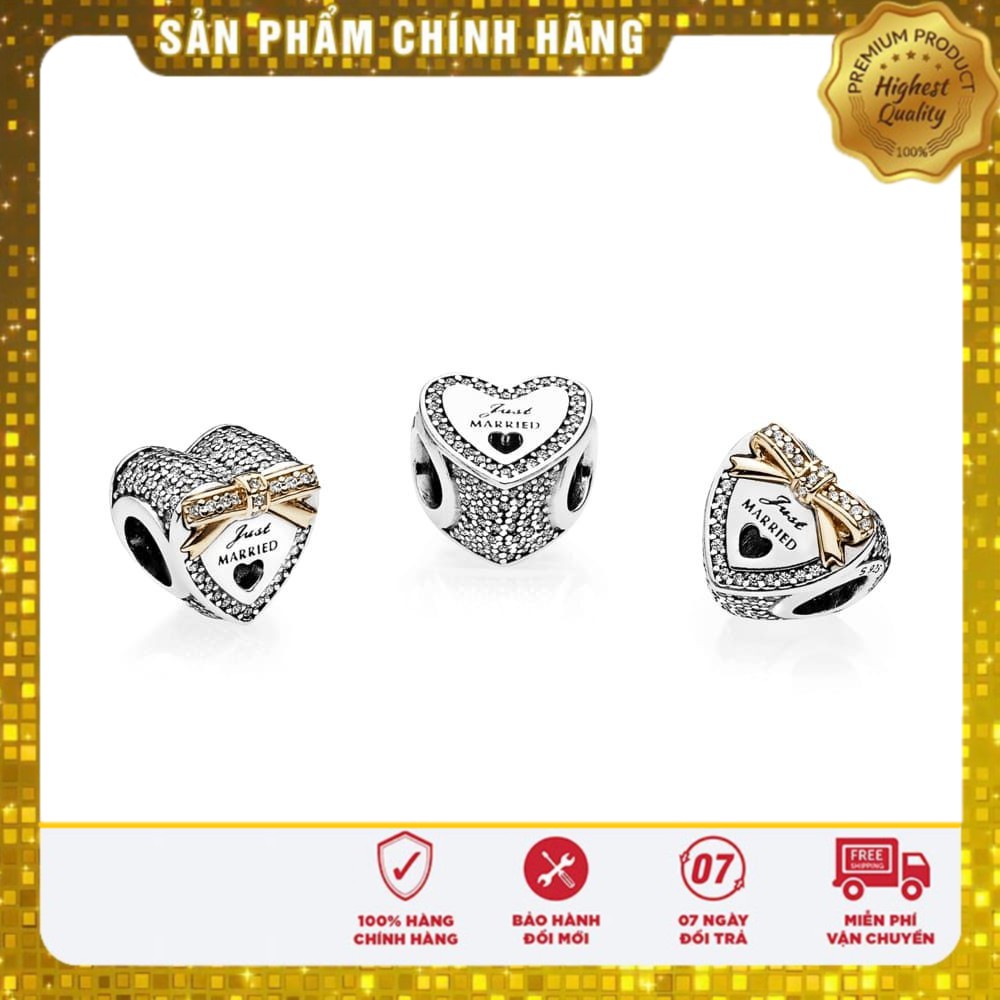 Charm bạc 925 cao cấp, hàng chuẩn bạc - Charm Wedding Day Heart thích