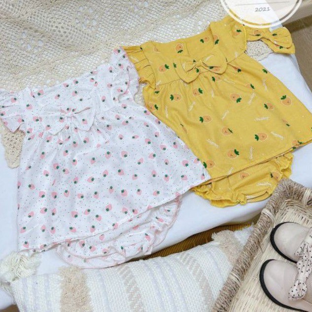 【8-16KG】Bộ đồ bé gái mùa hè, 5 màu vải đũi lạnh siêu mềm, mịn, mát. Set 3 chi tiết bé gái, đồ bộ bé gái, quần áo trẻ em