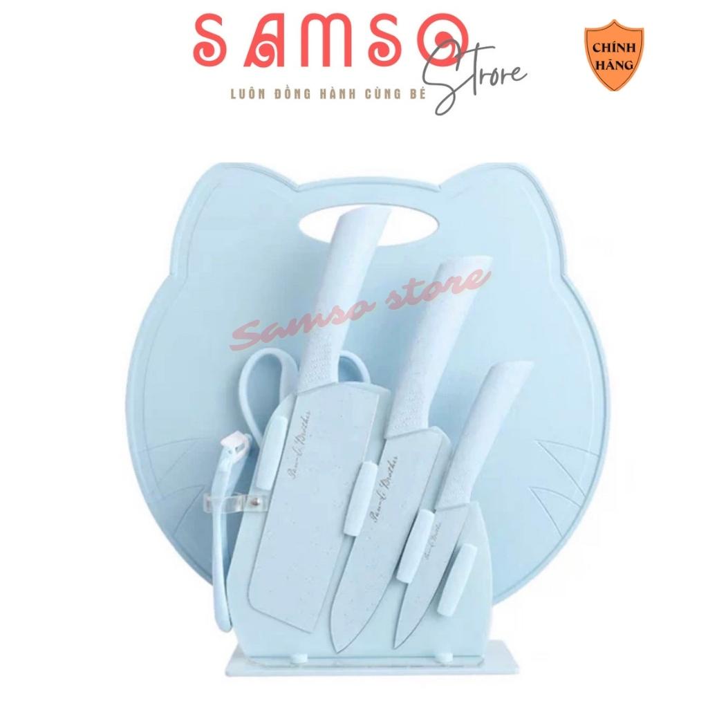 Bộ dao thớt nhà bếp 7 chi tiết chất liệu thép không gỉ, hàng chính hãng cao cấp (có kệ để dao) -Samso store