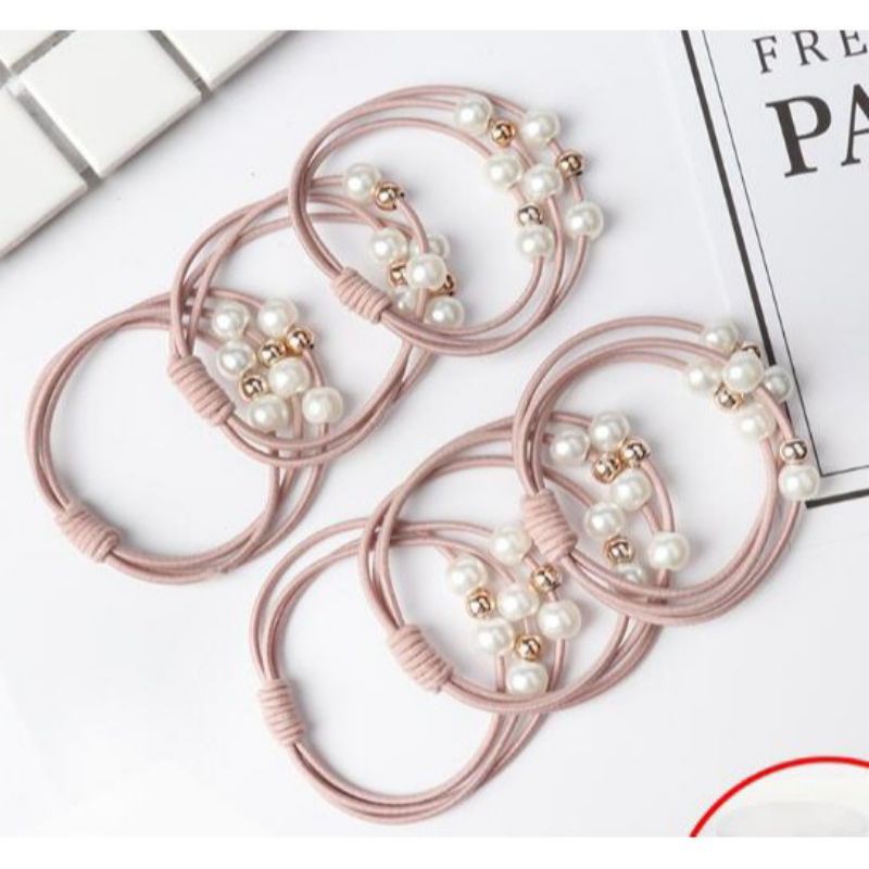 Dây buộc tóc đính ngọc kiểu Hàn Quốc siêu dễ thương (Hàng có sẵn)