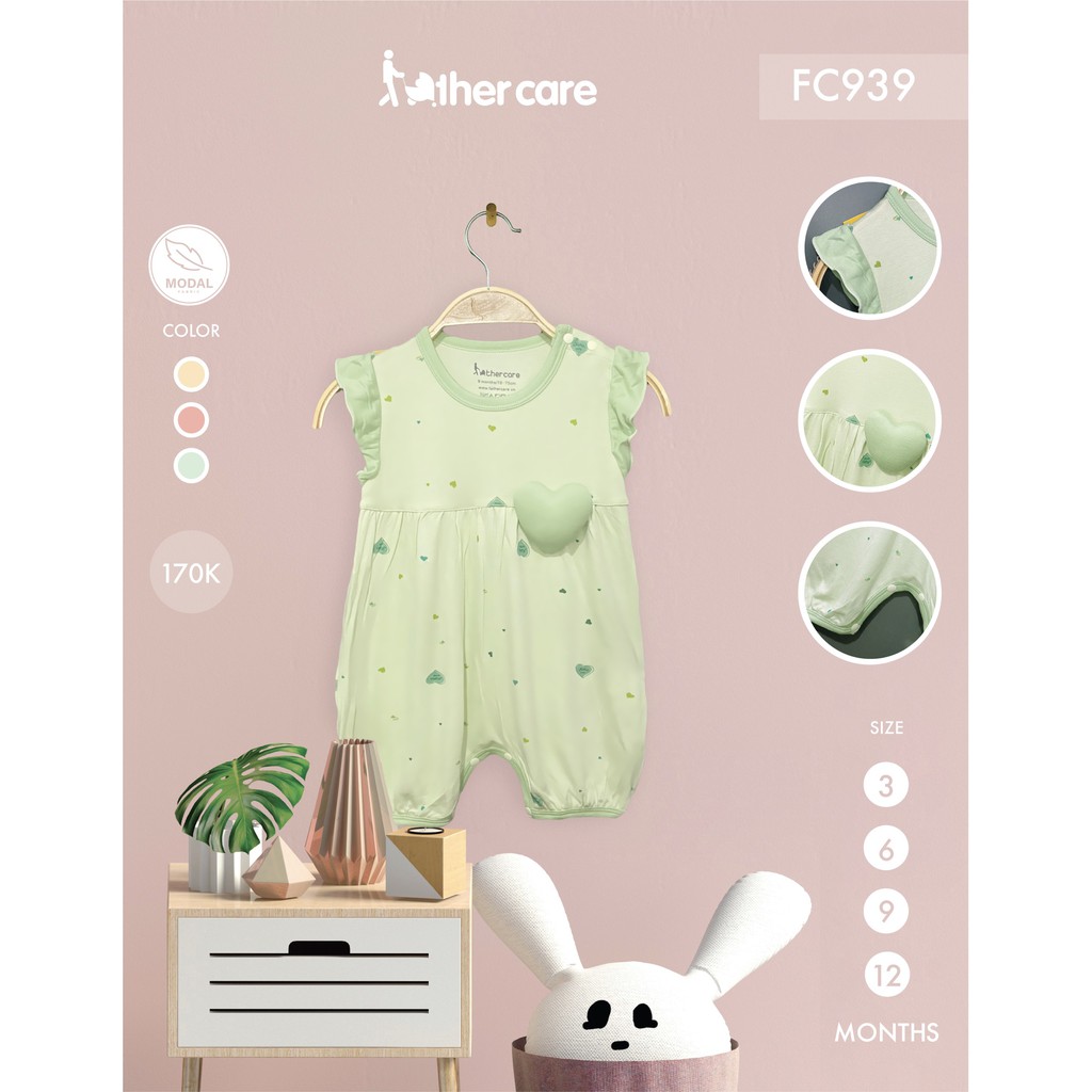 Body sơ sinh FatherCare Tay Hến Cộc Tay - Trái Tim FC939