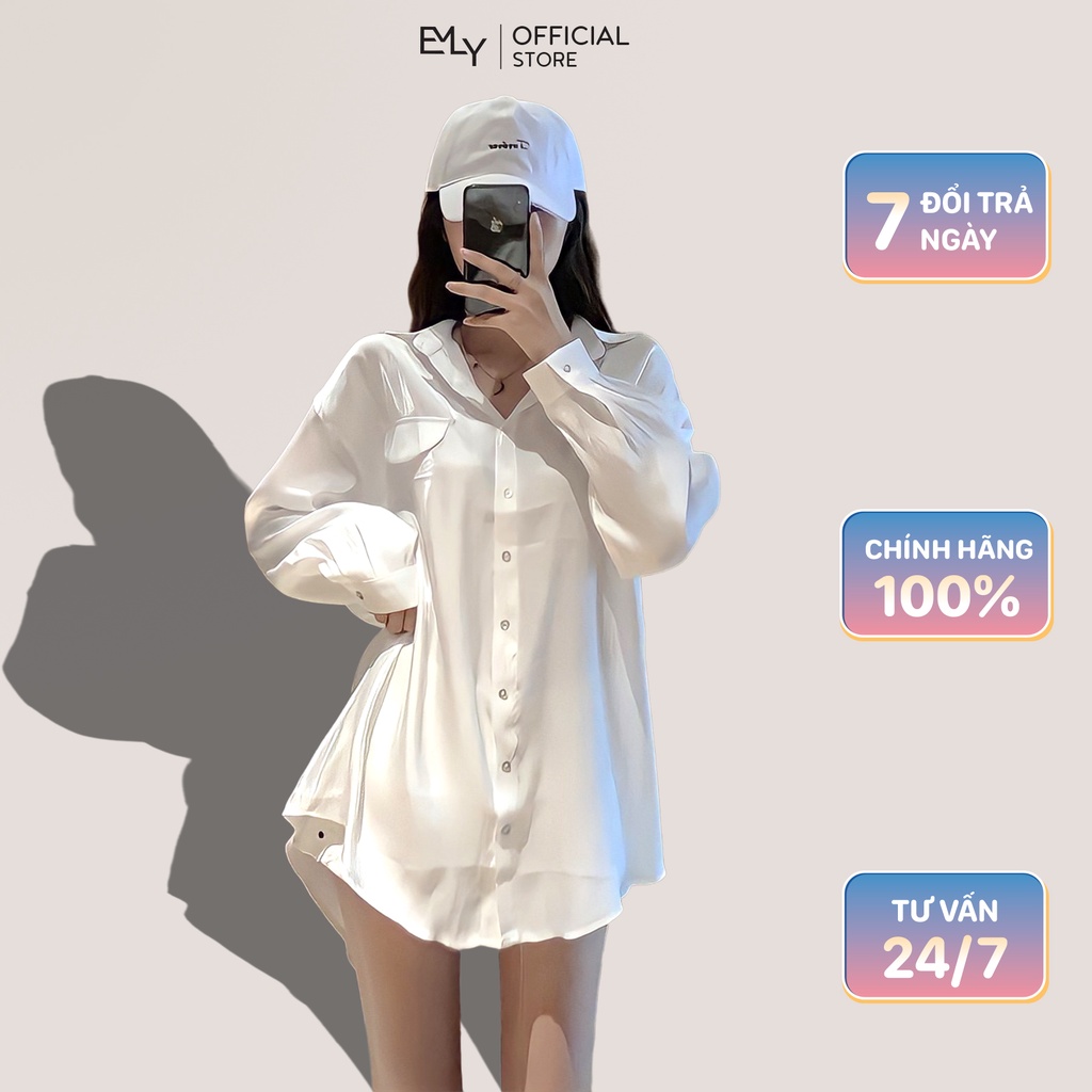 Áo sơ mi nữ tay dài Emilyshop ulzzang