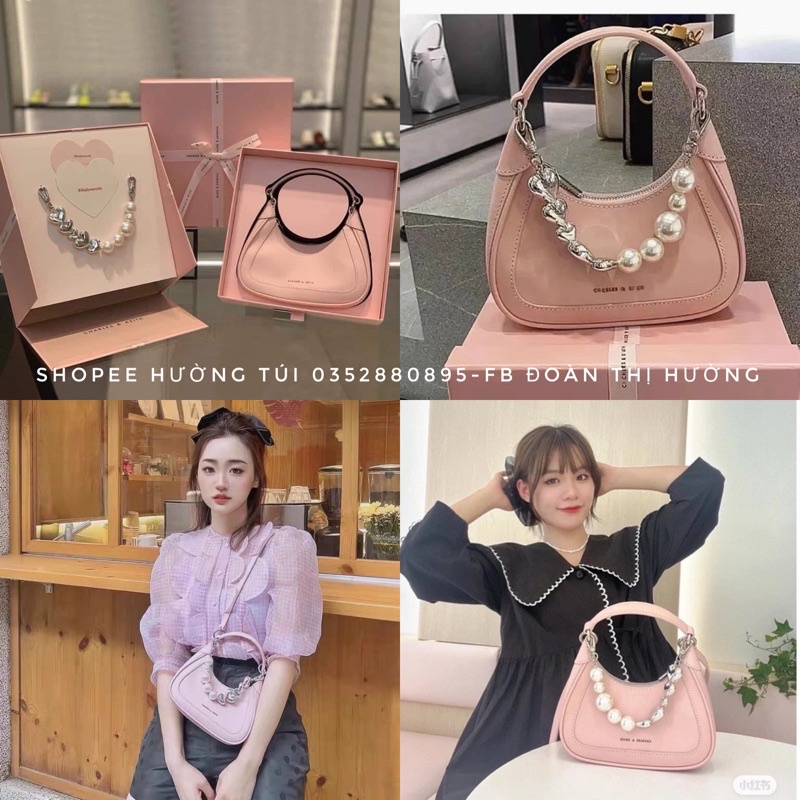 Túi kẹp nách hồng mẫu mới size 20 có hộp