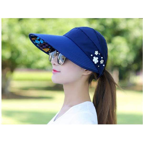 Sỉ 20 mũ nắng ba bông hoa ( xanh và hồng )