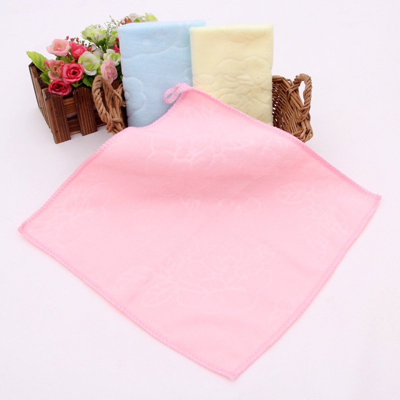 Khăn tắm hình vuông 30*30 chất liệu vải vi sợi mềm mại trang trí hình gấu dễ thương dành cho trẻ em