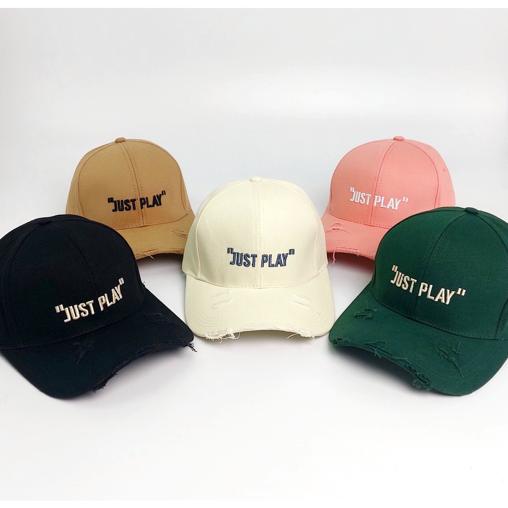 Mũ lưỡi trai ❤️ Nón rách thêu chữ Always, Emis, Just Play,... phong cách Ulzzang form unisex dành cho nam nữ