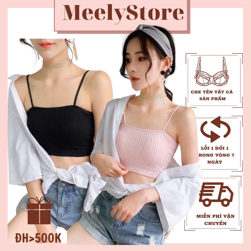 Áo Bra 2 Dây Len Tăm Co Giãn Dạng Quây Có Đệm Mút Nâng Ngực Bảng Màu Siêu Basic Dễ Dàng Kết Hợp Phối Đồ - 809
