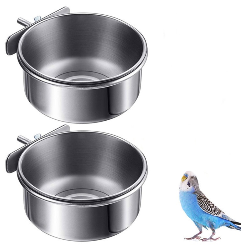 Bát Ăn Bằng Thép Không Gỉ Kèm Giá Đỡ Cho Vẹt