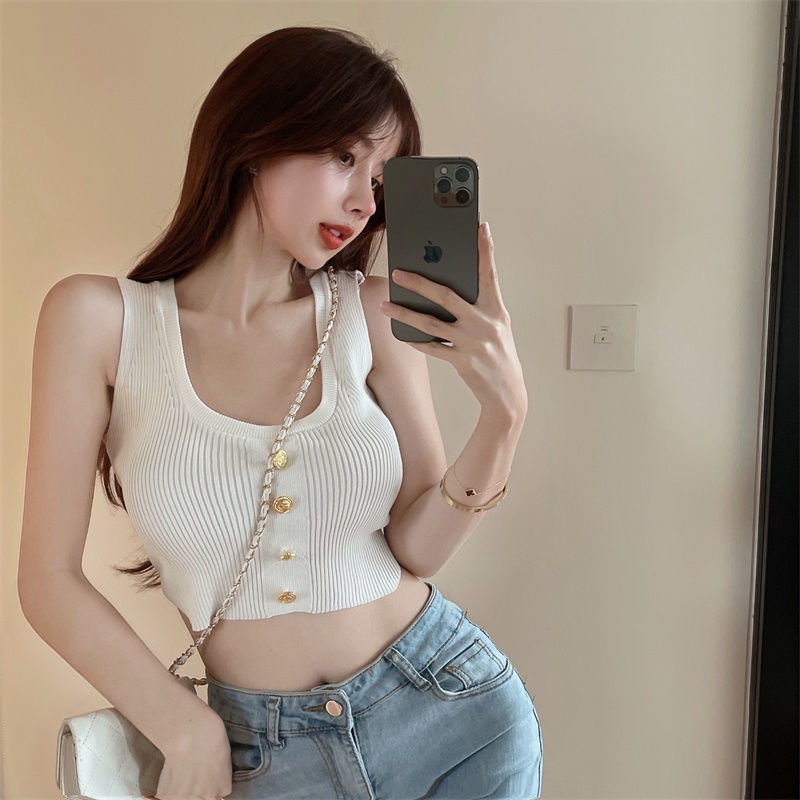 jiashucheng Áo Hai Dây Dáng Ngắn Hở Eo Thời Trang Mùa Hè Quyến Rũ Cho Nữ