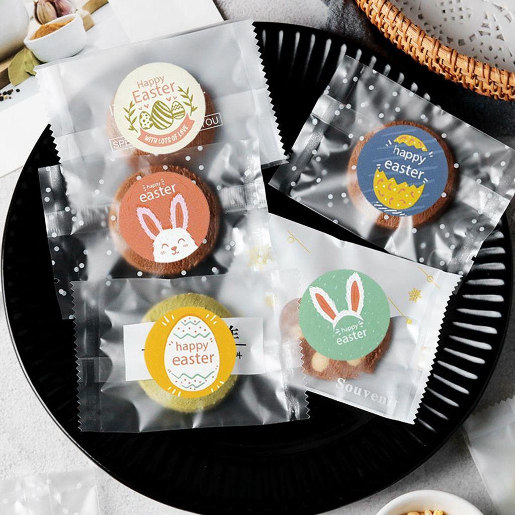 Set 500 Nhãn Dán Trang Trí Hộp Quà Họa Tiết Thỏ / Trứng Phục Sinh Sáng Tạo