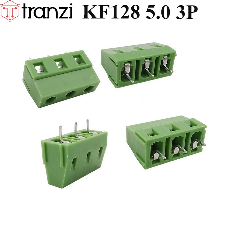 Cầu đấu 5.0mm KF128 5 3P chân cắm thẳng xanh - túi 10 cái