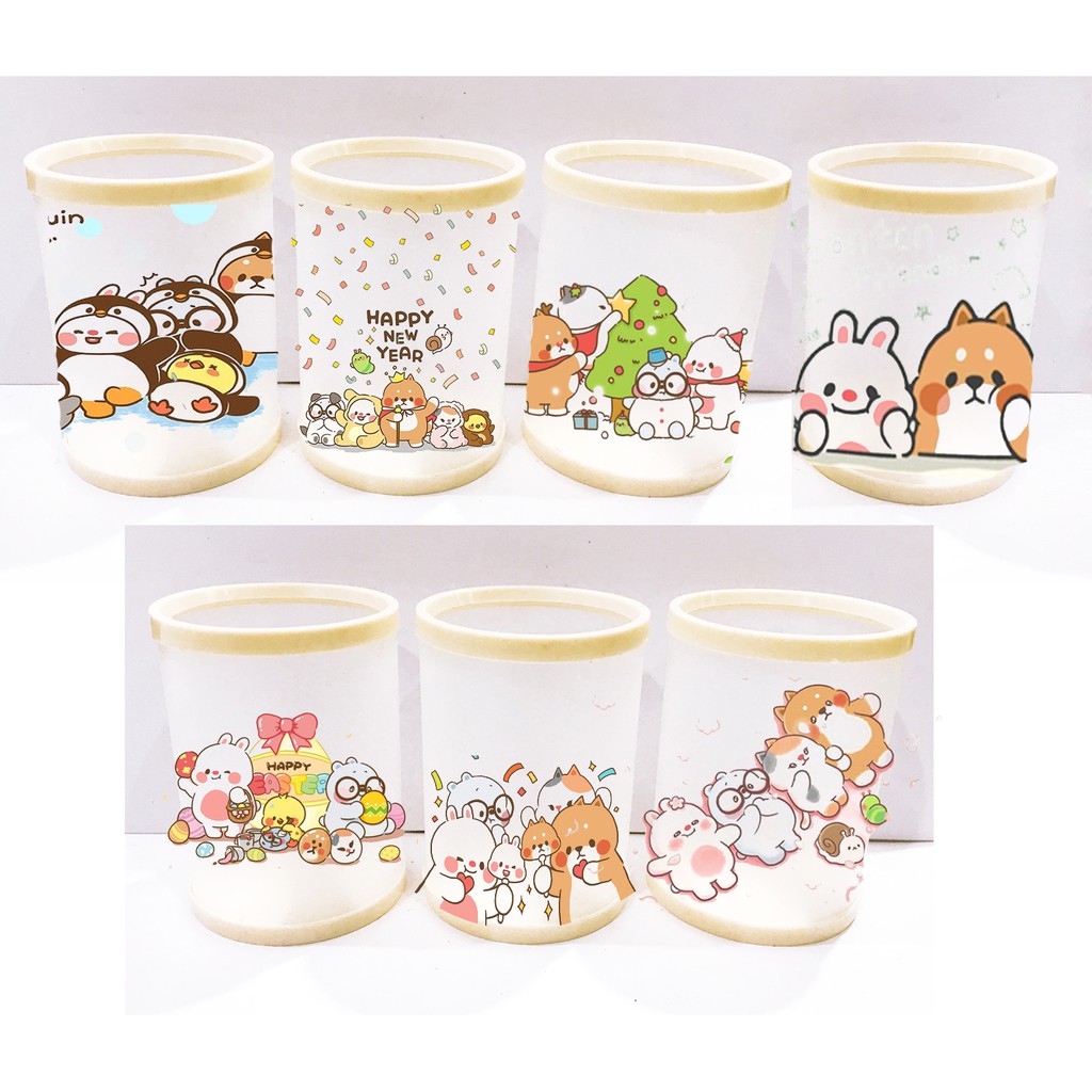 Ống cắm bút nhựa ba anh em gấu CBT1 molang pusheen tonton gấu brown phi hành gia khủng long cute hoạt hình