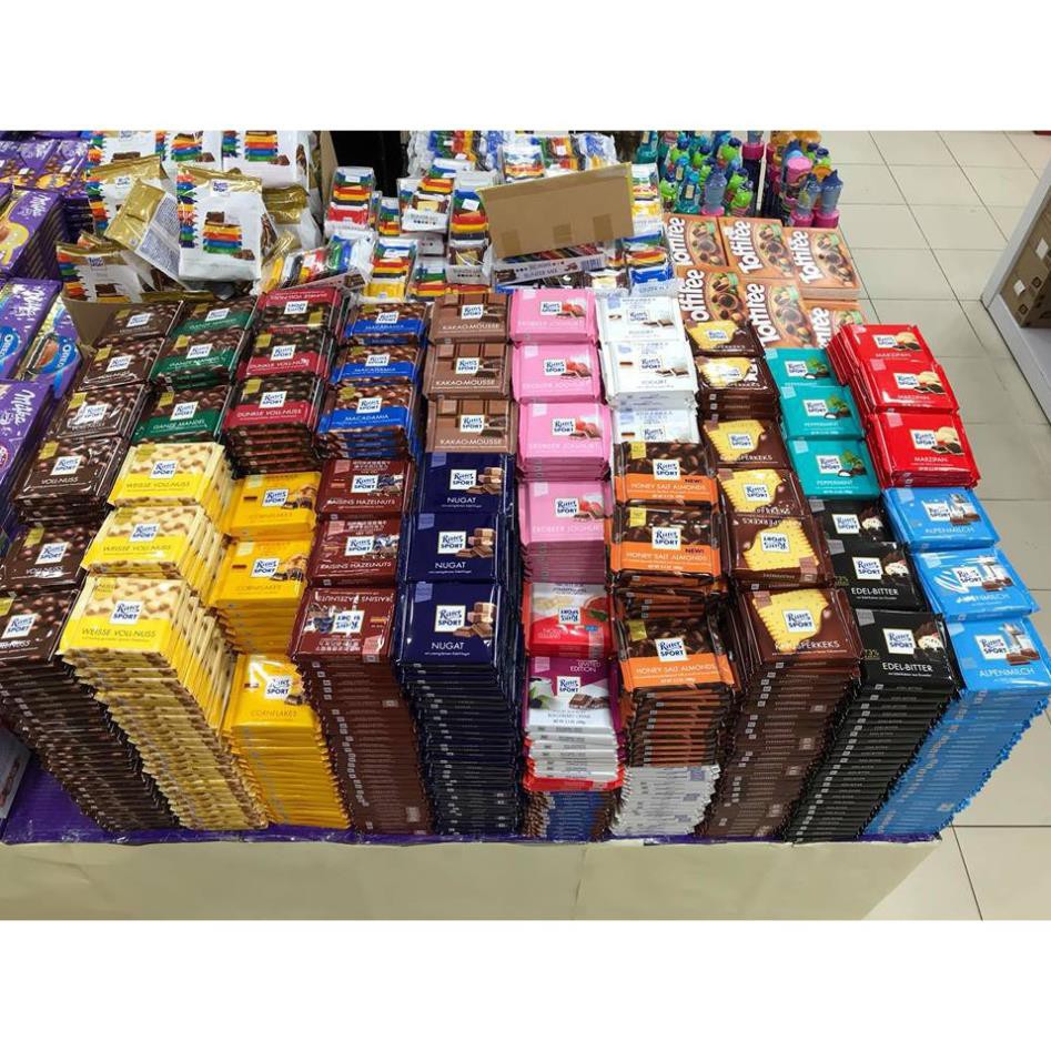 (19 vị) Chocolate Ritter Sport thanh 100gr (Hàng công ty nhập khẩu Đức)