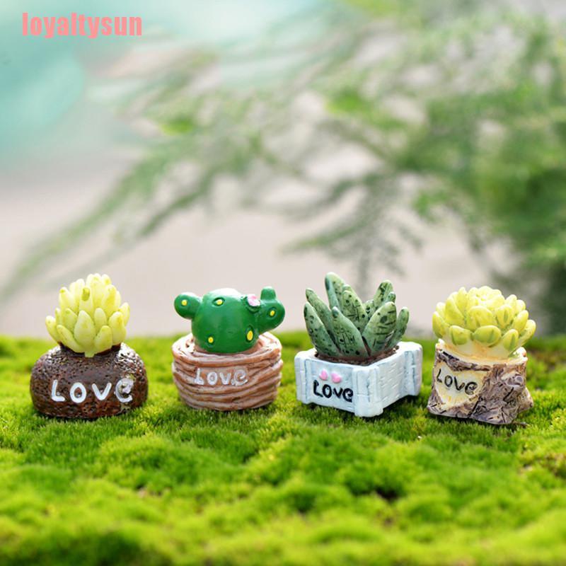Bộ 4 Mô Hình Chậu Cây Mini Trang Trí Sân Vườn