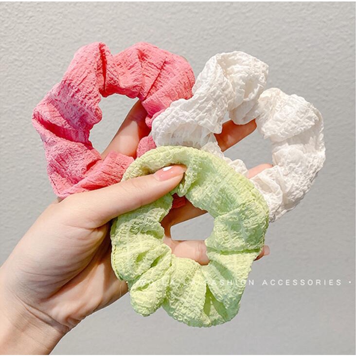 Dây Cột Tóc Hình Tròn Họa Tiết Kẻ Sọc Phong Cách Hàn Quốc Xinh Xắn Cho Nữ