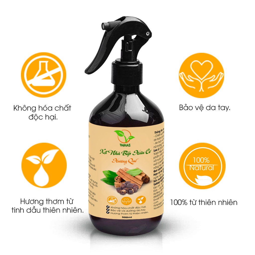 Combo nước lau bề mặt đa năng hữu cơ chiết xuất bồ hòn và tinh dầu thiên nhiên 500ml+ 10 khăn lau đa năng 2 mặt