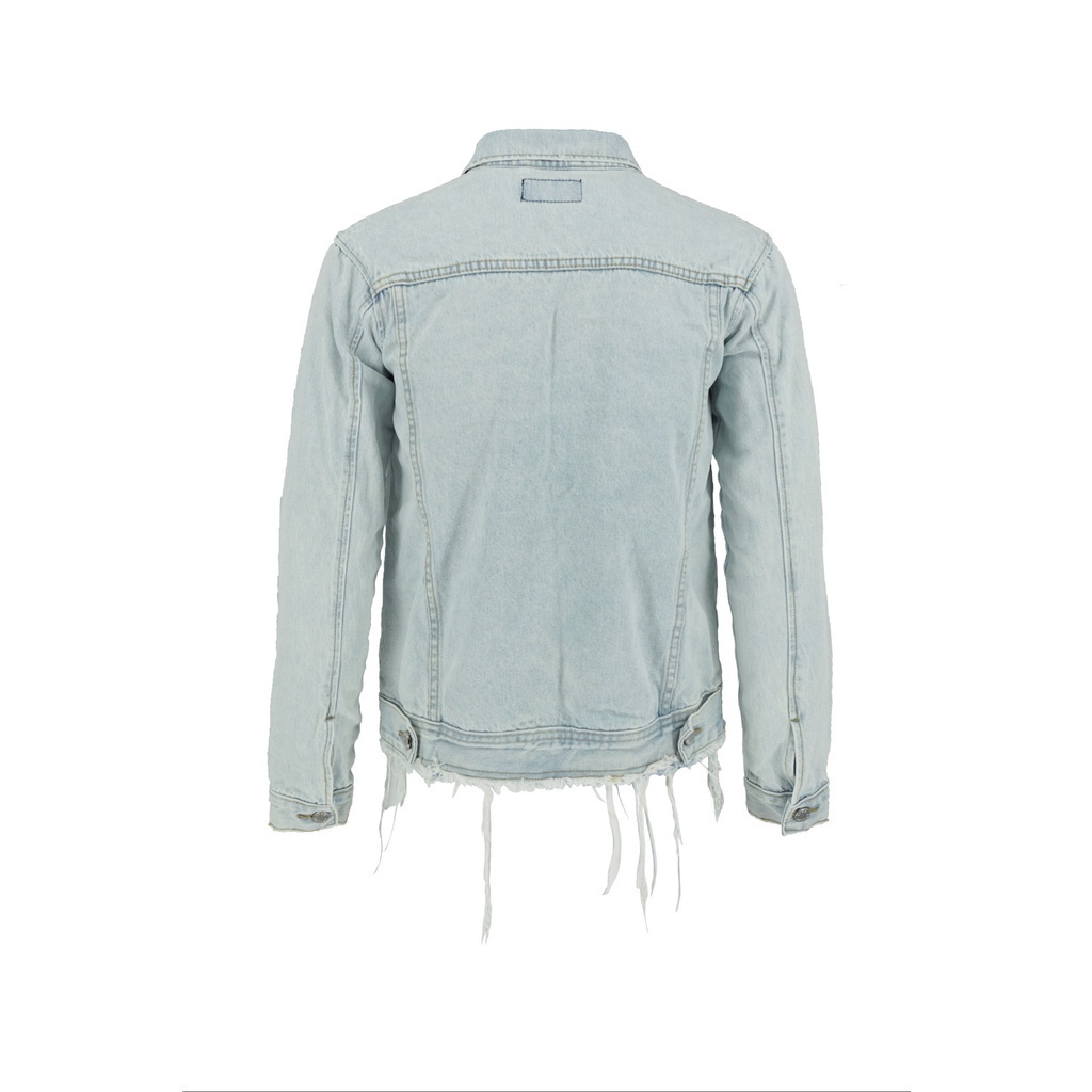 Áo Khoác LYOS Light Blue Whiskering Denim D07 Xanh