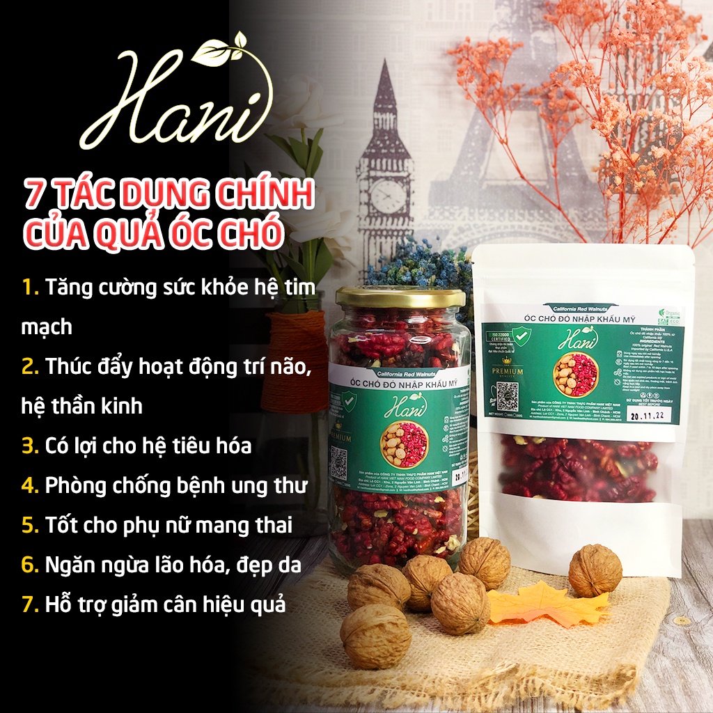 Nhân Óc Chó Đỏ Hartley Mỹ 500g - Hàng Nhập Khẩu Thượng Hạng  Cam Kết Chất Lượng Hani Food
